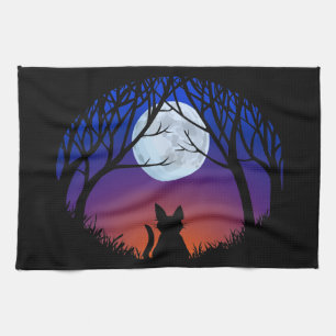 Toalla de gato Grasa Té de arte de gato negro Toal