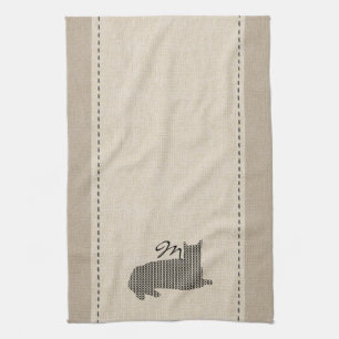 Toalla de gato monogramada de lino suave