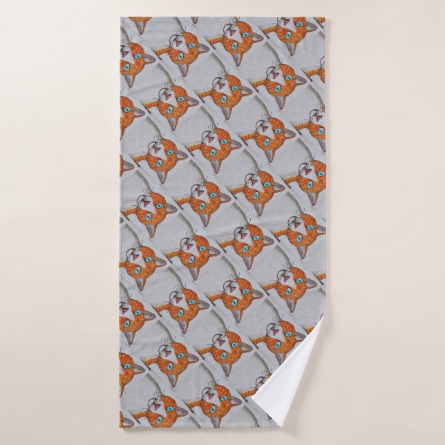 Toalla de gato naranja y blanco (Toalla de baño)