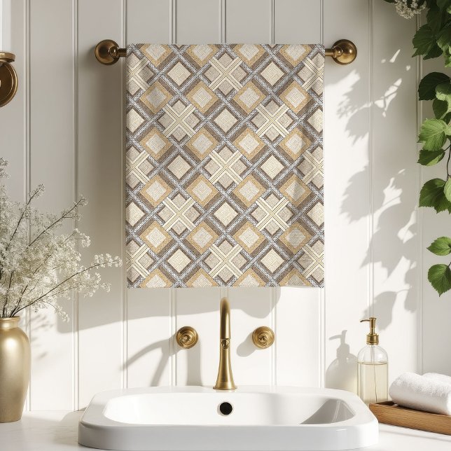Toalla de Geometría Moderna Acento Pastel Neutro (Modern Geometry Towel Neutral Pastel Accent)