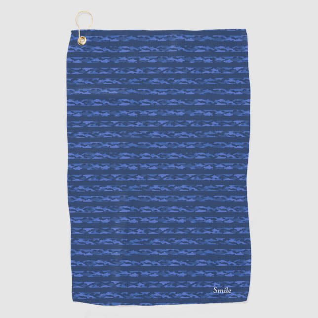 TOALLA DE GOLF 名前　カスタム　迷彩×ボーダー（ブルー）  ゴルフタオル (Anverso)