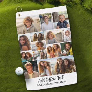 Toalla De Golf 15 Collage de fotos - Texto Personalizado - Blanco