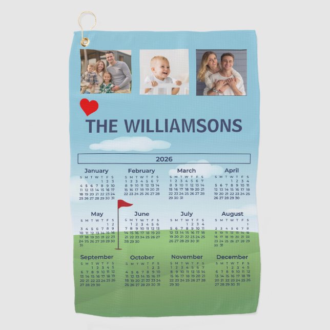 Toalla De Golf 2026 Photo Calendar Golf Theme (Anverso)