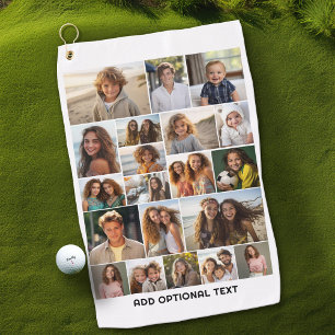 Toalla De Golf 20 Collage de fotos - Texto Personalizado - Blanco