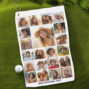 Toalla De Golf 21 Collage de fotos - Texto Personalizado - Blanco
