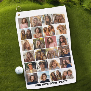 Toalla De Golf 24 Collage de fotos - Texto Personalizado - Blanco