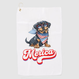Toalla De Golf 4 De Julio Patriótico Dog Rottweiler Merica