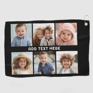 Toalla De Golf 6 fotos con texto blanco sobre negro