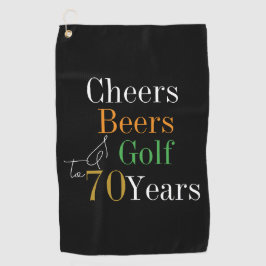 Toalla De Golf 70th Birthday Golf Cheers and Beers Black Gold