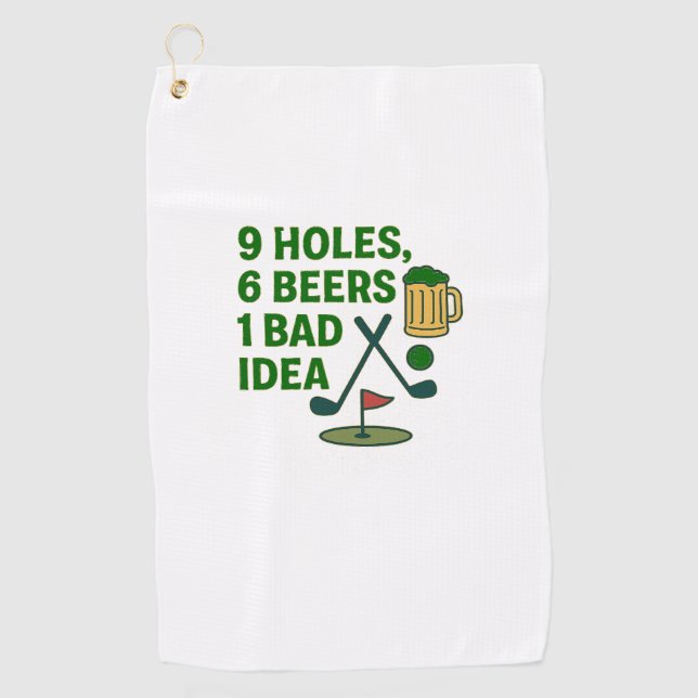 Toalla De Golf 9 Holes, 6 Beers, 1 Bad Idea – Golf Humor Design (Anverso)
