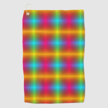 A vibrant, multicolored towel with a kaleidoscope