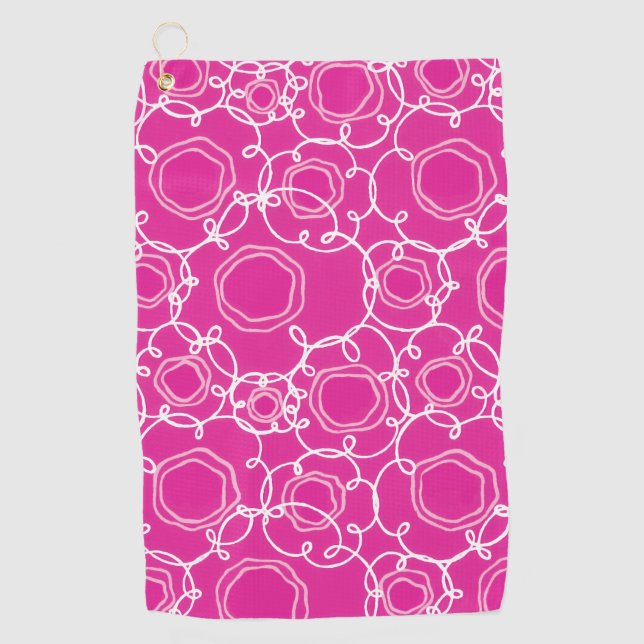 Toalla De Golf Abstract Floral Matrix (Hot Pink) Fine Art (Anverso)