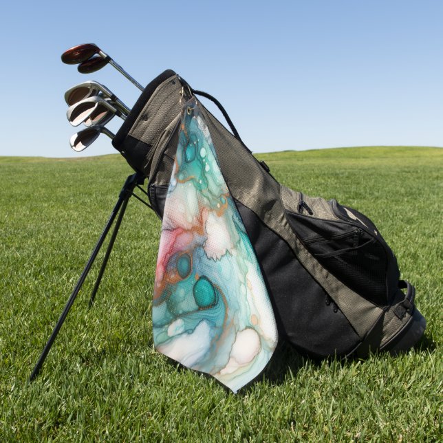 Toalla De Golf Abstract in Pink, Teal, Blue, and Gold (Verde)