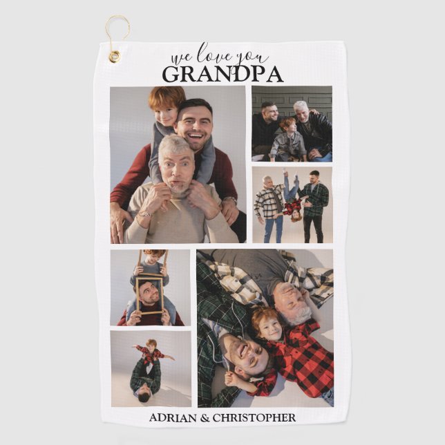 Toalla De Golf Abuelo moderno personalizado | 6 Foto (Anverso)