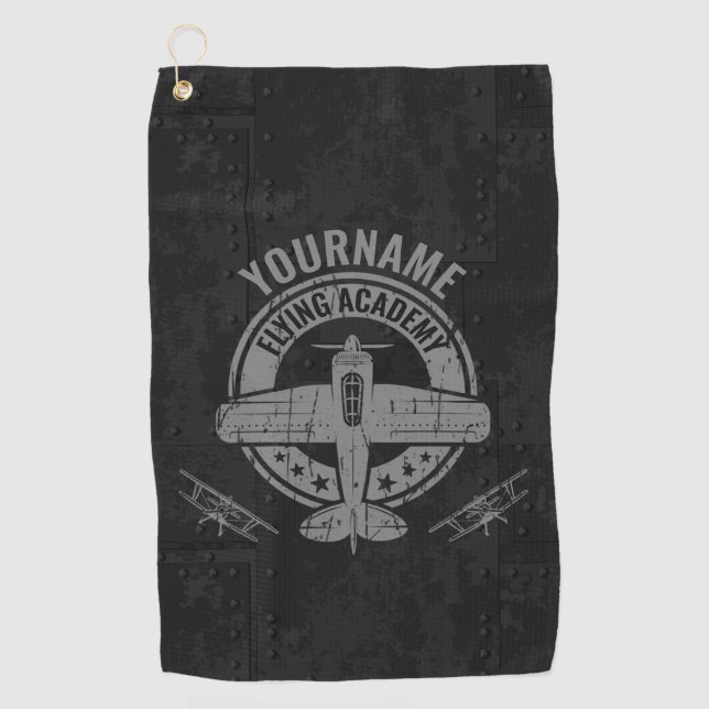 Toalla De Golf Academia de vuelo piloto de avión de cosecha de vi (Anverso)