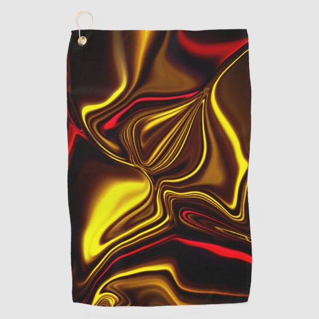 Toalla De Golf Acos de seda en rojo y oro con partes oscuras (Anverso)