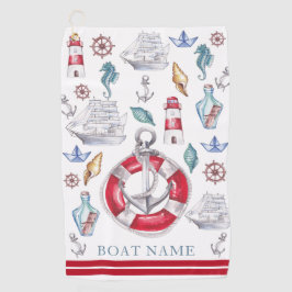 Toalla De Golf Acuarela de barco personalizada Nautical