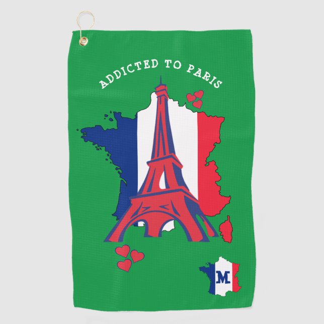 Toalla De Golf Adicto a PARIS Monograma con estilo (Anverso)