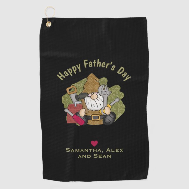 Toalla De Golf Adorable Handyman & Carpenter Garden Gnome (Anverso)