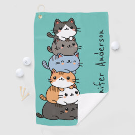 Toalla De Golf Adorable Kawaii Pila De Gatitos Personalizada