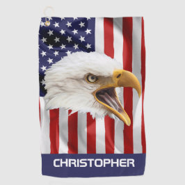 Toalla De Golf Águila desenfrenada, bandera estadounidense, patri