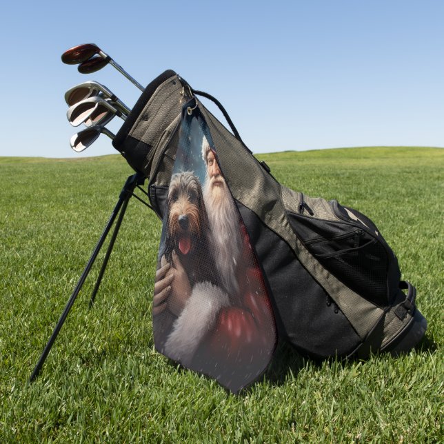 Toalla De Golf Airedale con Navidades festivos de Santa Claus (Verde)