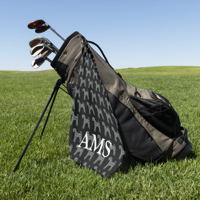 Toalla De Golf Airedale Terrier Dog Cute Silhouette Y&B Grid Blck (Verde)