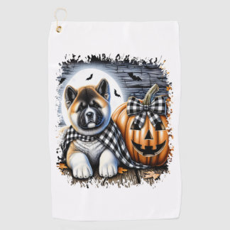 Toalla De Golf Akita Dog Halloween Square