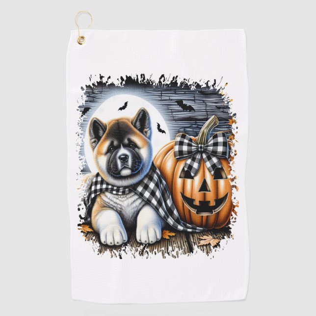 Toalla De Golf Akita Dog Halloween Square (Anverso)