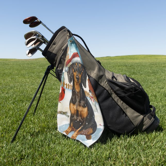 Toalla De Golf Alegría de los Navidades de Invierno de Dachshund (Verde)