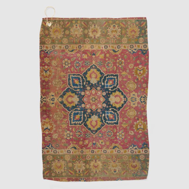 Toalla De Golf Alfombra Persa Asiática de Kashan de Oro Rojo (Anverso)