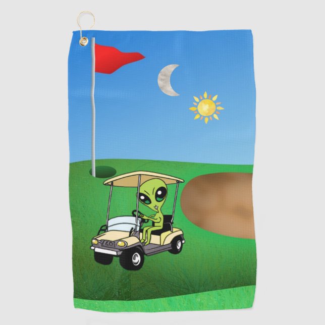 Toalla de golf Alien humorística (Anverso)