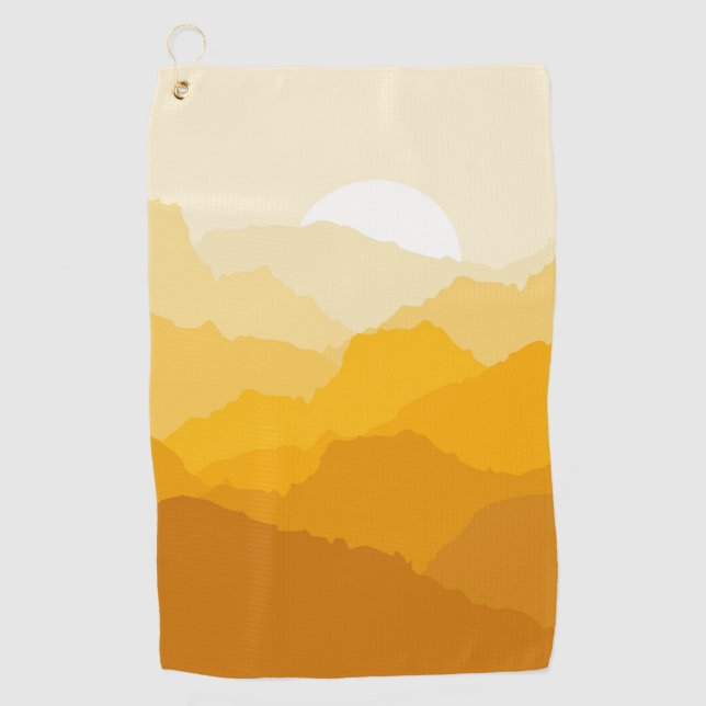 Toalla De Golf Amanecer de montaña amarillo y naranja (Anverso)
