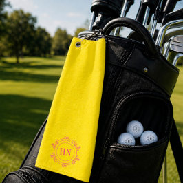 Toalla de Golf Amarilla Personalizada con Iniciale