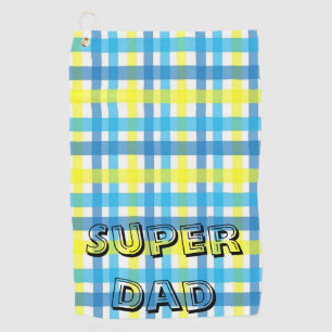 Toalla de golf amarillo Blue Plaid Super Dad
