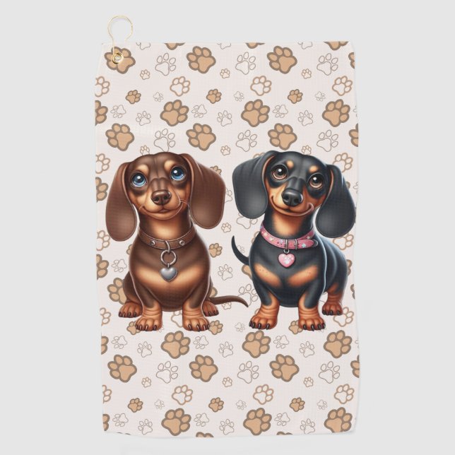 Toalla De Golf Amigos de Cute Dachshund (Anverso)