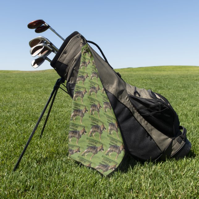 Toalla De Golf Amo a mi pastor alemán estable (Verde)