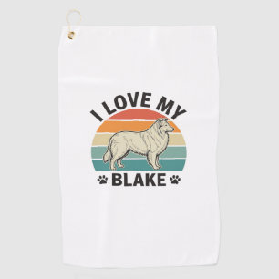 Toalla De Golf Amo a mi perro Blake Diseño de grabado retro_1
