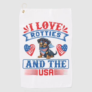 Toalla De Golf Amo a Rotties y a los Estados Unidos