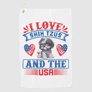 Toalla De Golf Amo a Shih Tzus y a los Estados Unidos
