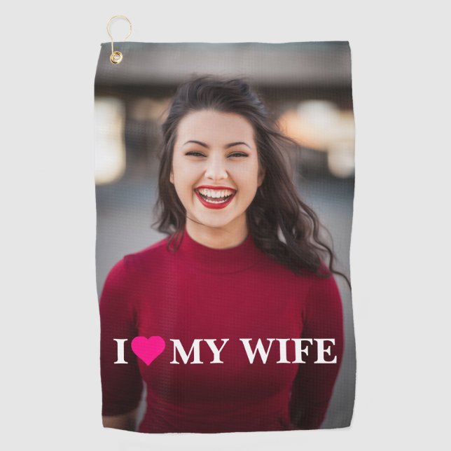 Toalla De Golf Amo la foto de mi esposa Personalizado (Anverso)