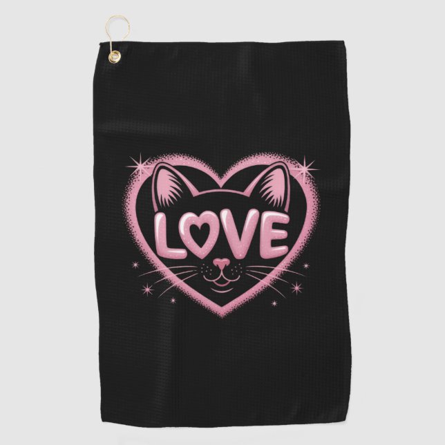 Toalla De Golf Amor de gato brillante (Anverso)
