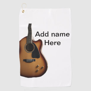 Toalla De Golf Añadir el nombre texto guitarra acústica marrón ed