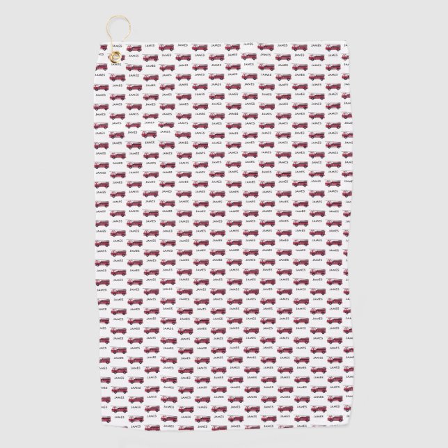 Toalla De Golf Añadir su nombre Camión Rojo Niños Personalizados (Anverso)