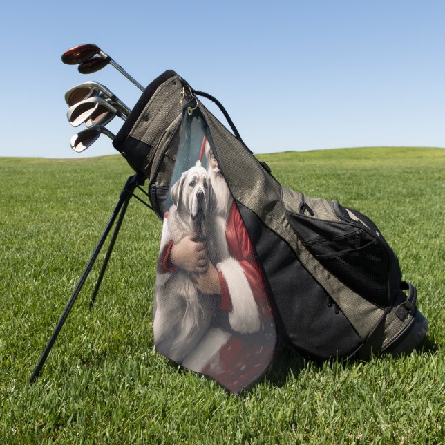 Toalla De Golf Anatolian Shepherd con Navidades de Santa Claus (Verde)