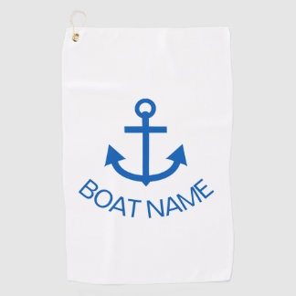 Toalla De Golf Ancla Azul Personalizado el nombre de tu barco