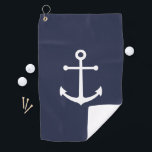 Toalla De Golf Anclaje azul de la Marina Náutica<br><div class="desc">Moderna toalla Minimalista de golf náutica con ancla blanca sobre fondo azul marino.

Perfecto como regalo del padre,  regalo de verano para él y más.</div>