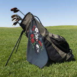 Toalla De Golf Ángel del cráneo de azúcar con Rosas.