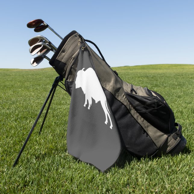 Toalla De Golf Animal salvaje de Silhouette White Bison (Verde)