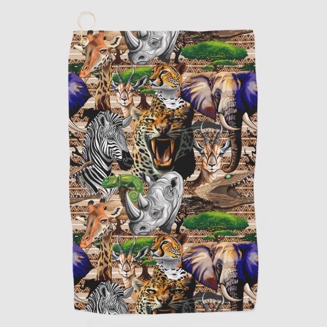 Toalla De Golf Animales salvajes de sabana africanos (Anverso)